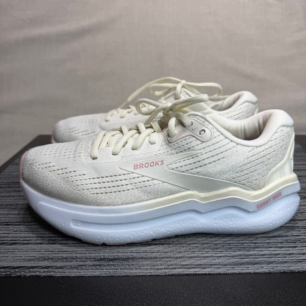Brooks Ghost Max 2 Running Shoes - Womens 6.5 Wide - White Beige 1204201D190